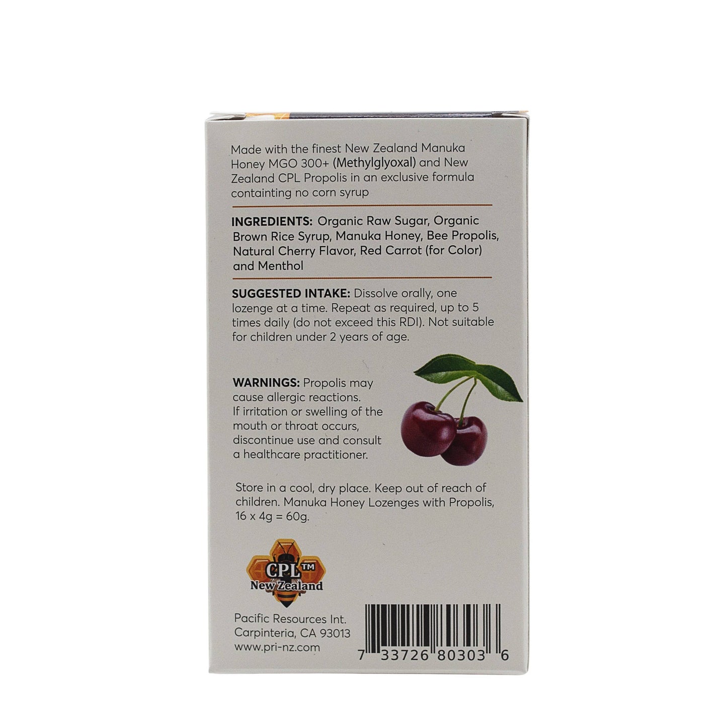 Manuka Honey Propolis Lozenges/Cough Drops, Cherry