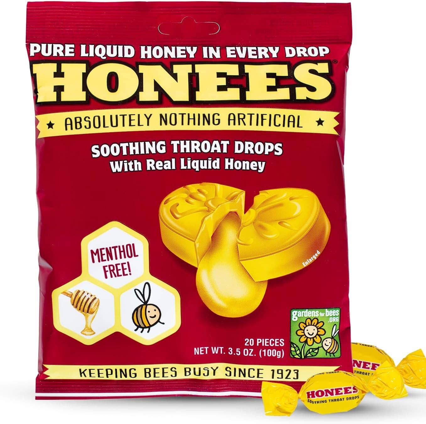Honees HONEY Red Cough Drops 20 Piece BAG