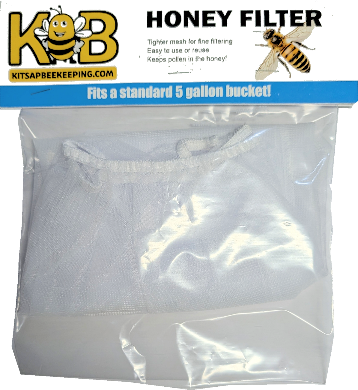 Fine mesh honey filter bag for 5-gallon bucket