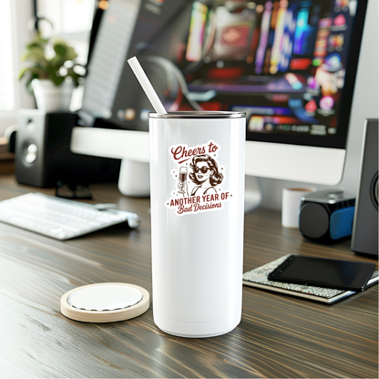 Funny Cheers To Another Year of Bad Decisions Vinyl Sticker