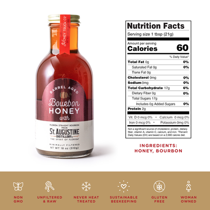 Bourbon Honey | Raw, Unfiltered, | 12-pack | 18 oz