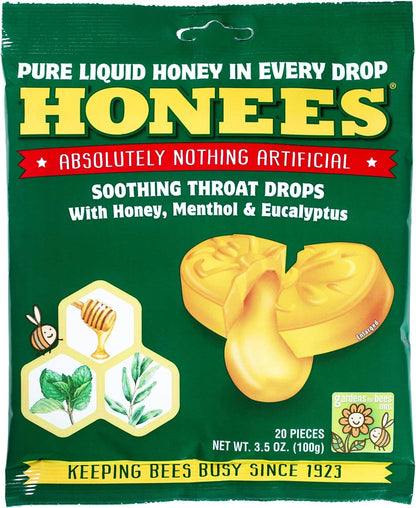 Honees Honey EUCALYPTUS Cough Drops 20 Piece BAG