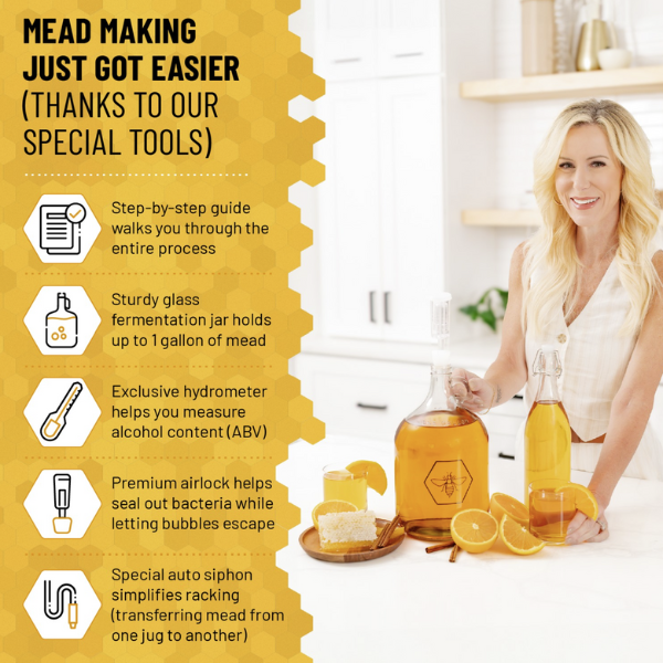Premium Honey Wine (Mead) Making Kit - 1 Gallon