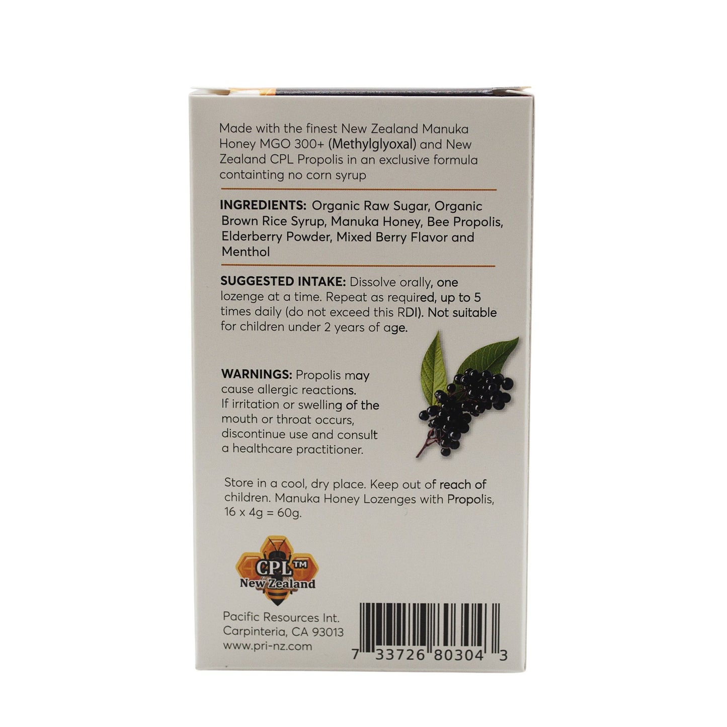 Manuka Honey Propolis Lozenge/Cough Drops, Elderberry