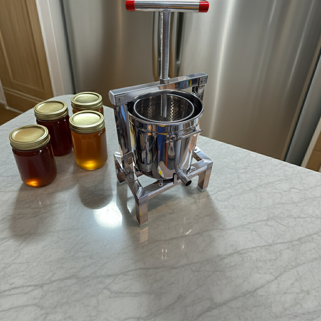 Heavy duty honey/wax press